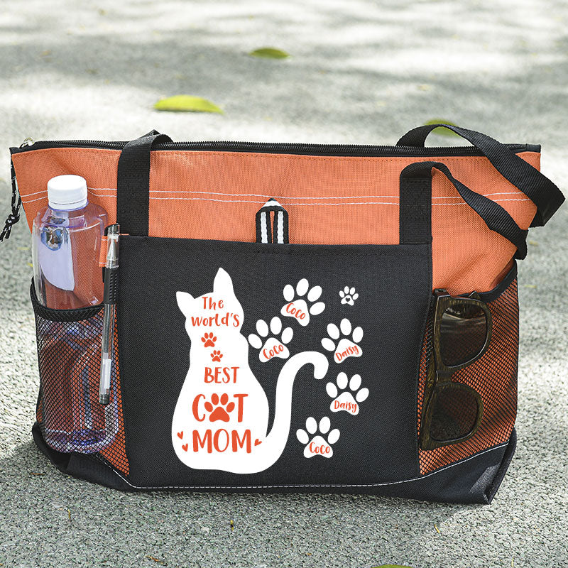 The World's Best Cat Mom Tote Bag, Personalized Tote Bag, Custom Tote Bag