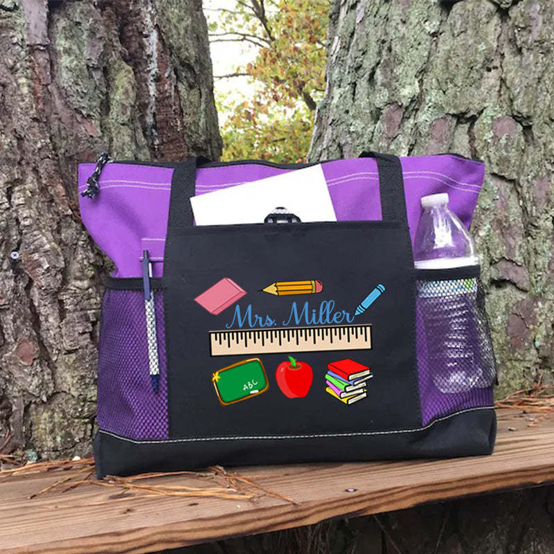 Personalized Teacher Ruler Tote Bag