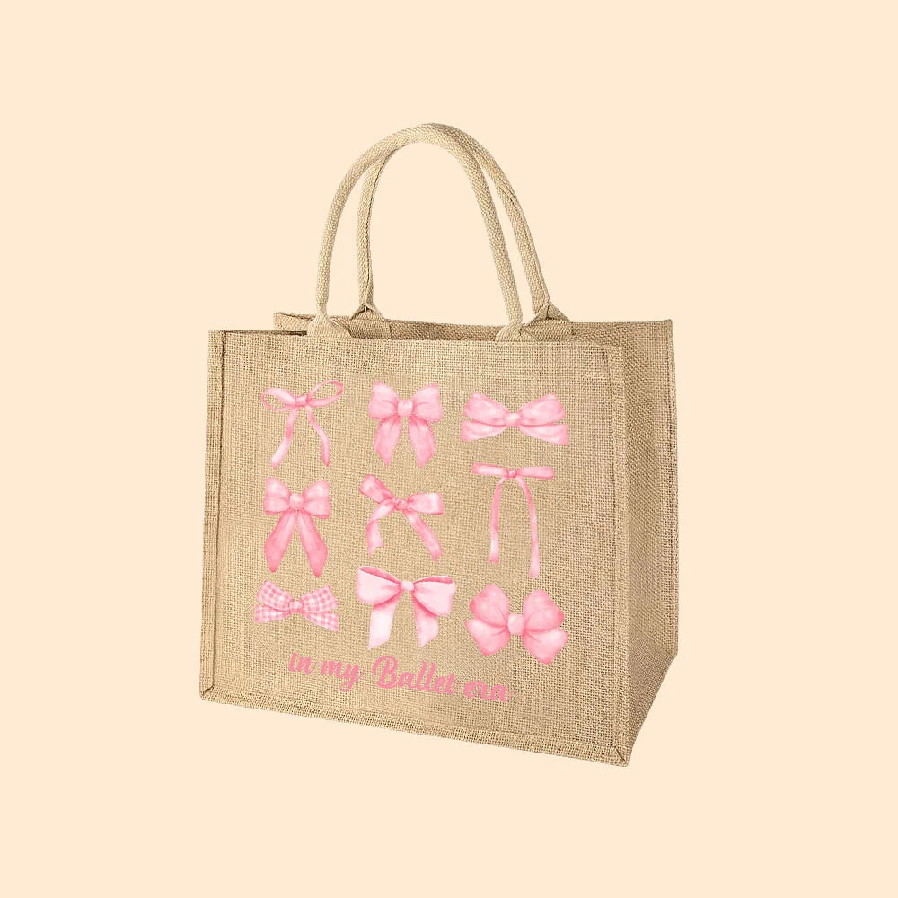 Personalized In My Ballet Era Coquette Bow Jute Tote Bag