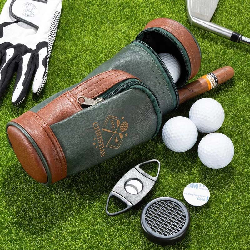 Personalized Leather Engraved Monogram Golf Bag Gift for Golf Lover