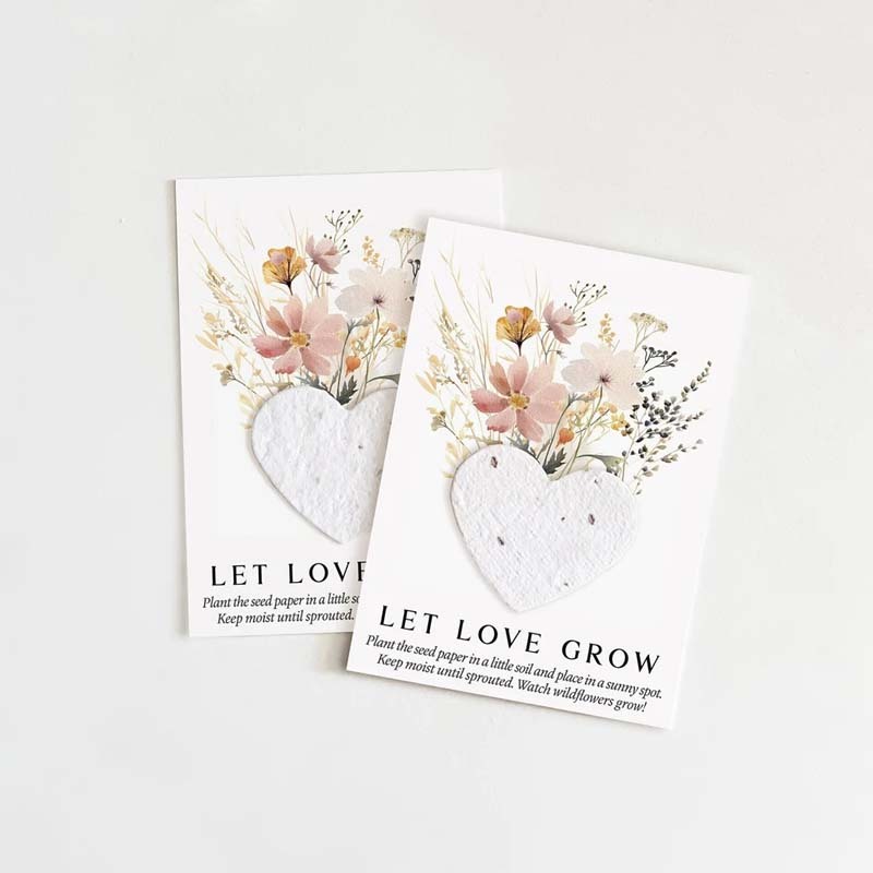 Custom Let Love Grow Wedding Plantable Seed Paper Favor Cards