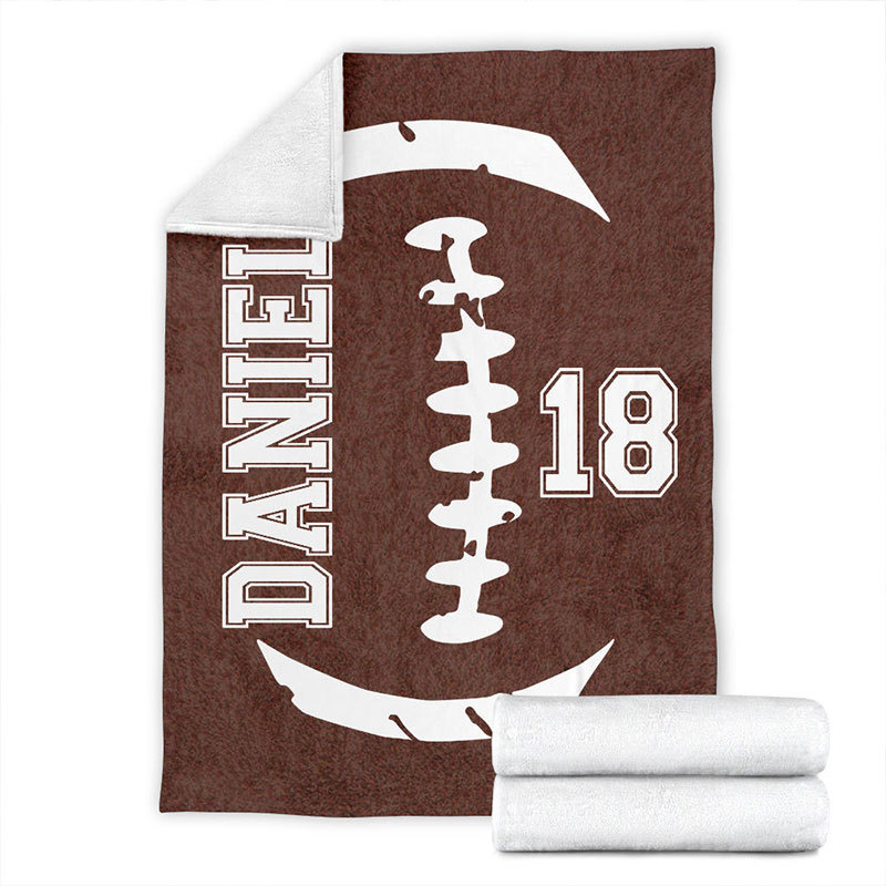 Customized Football Blanket with Your Name and Number