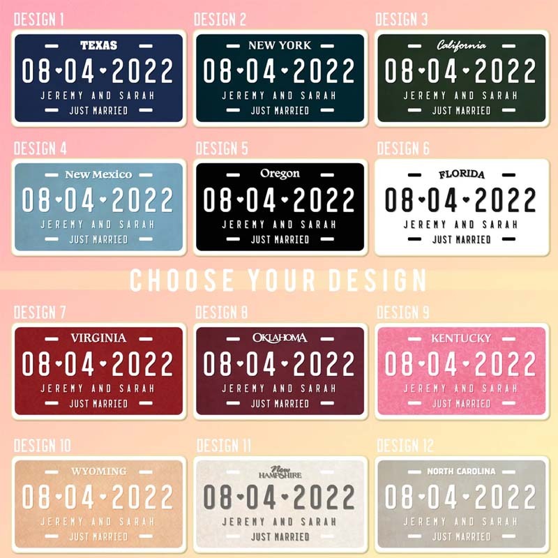 Custom Wedding Car License Plate - Wedding Date Sign- Romantic Plate