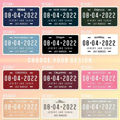 Custom Wedding Car License Plate - Wedding Date Sign- Romantic Plate