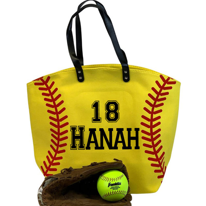 Personalized Oversize Canvas Baseball Tote Bag