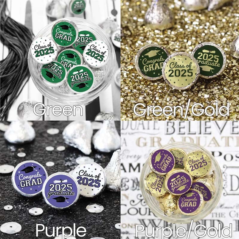 2025 Graduation Candy Stickers for Chocolate Kisses Class of 2025 Party Favors