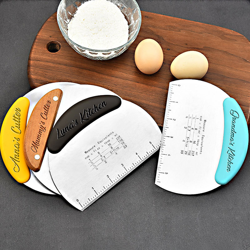 Personalized Pastry Bench Scraper, Laser Engraved Dough Cutter