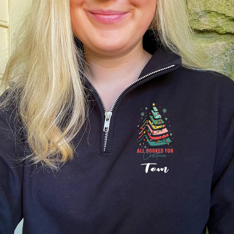 Christmas Books Zip Pullover Sweatshirt