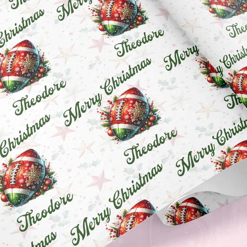 Personalized Football Fan Christmas Wrapping Paper For Football Lover