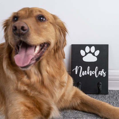 3D wood 8x6 Personalized Pet Dog Leash Sign