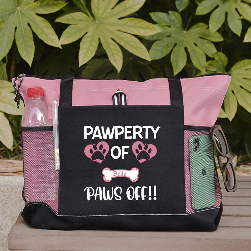 Pawperty of Dogs Name Tote Bag, Personalized Dog Tote Bag