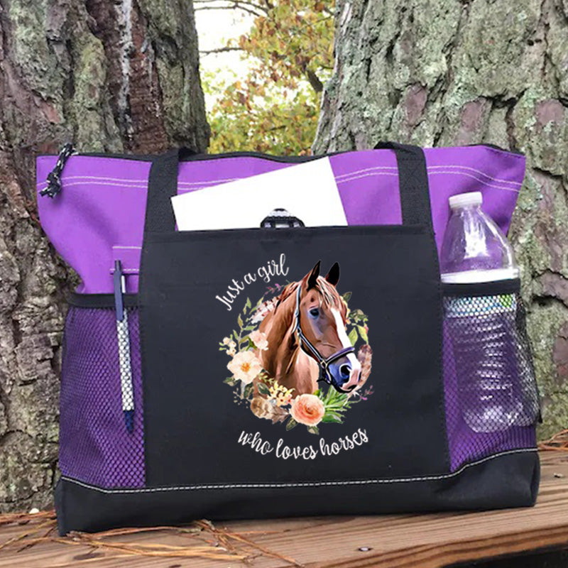 Just a girl who loves horses Tote Bag Horse Lover Bag