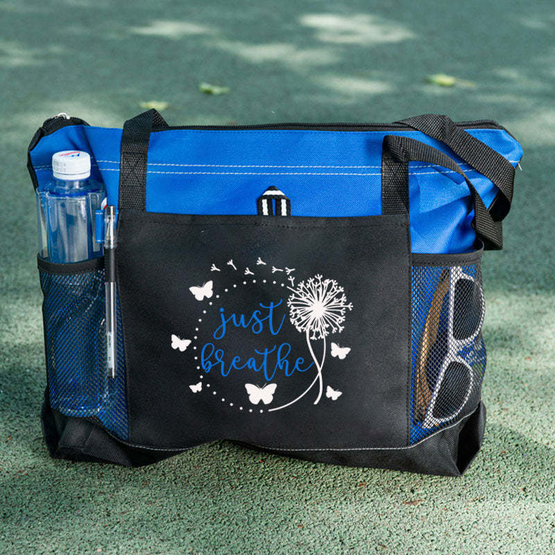 Just Breath with Butterflies Tote Bag
