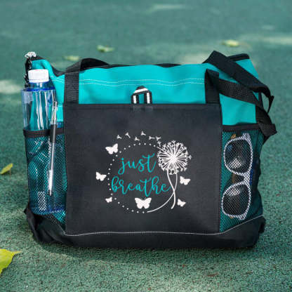 Just Breath with Butterflies Tote Bag