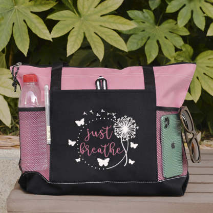 Just Breath with Butterflies Tote Bag
