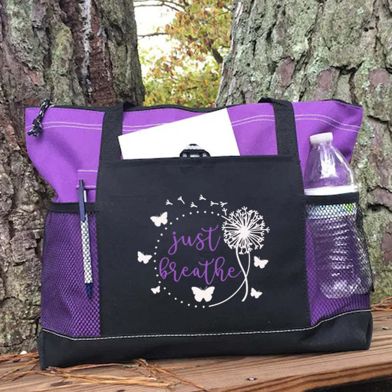 Just Breath with Butterflies Tote Bag
