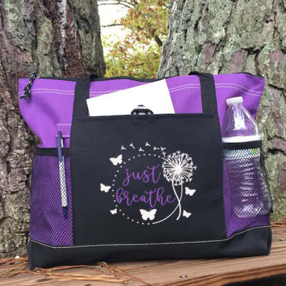 Just Breath with Butterflies Tote Bag