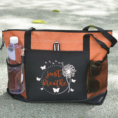 Just Breath with Butterflies Tote Bag