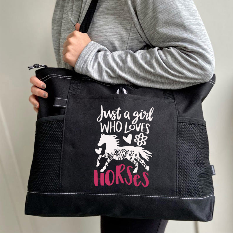 Floral Horse Tote Bag Horse Lover Tote Bag