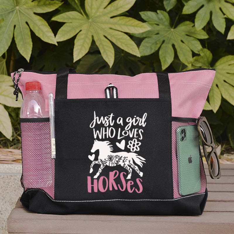 Floral Horse Tote Bag Horse Lover Tote Bag
