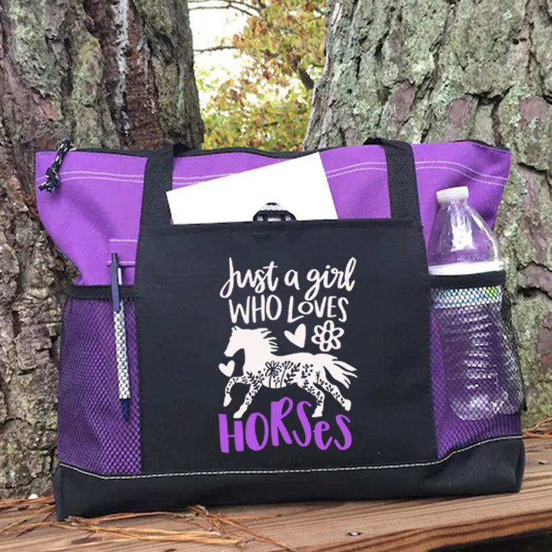 Floral Horse Tote Bag Horse Lover Tote Bag