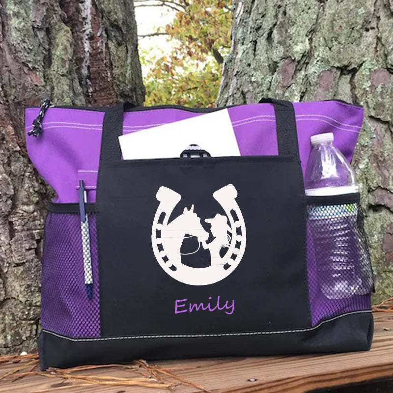 Girl Kissing Horse Tote Bag