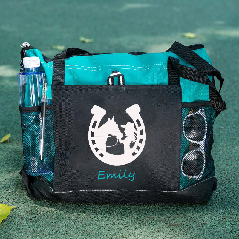 Girl Kissing Horse Tote Bag