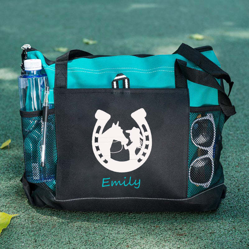 Girl Kissing Horse Tote Bag