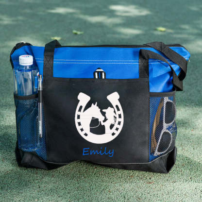 Girl Kissing Horse Tote Bag