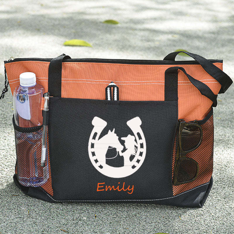 Girl Kissing Horse Tote Bag