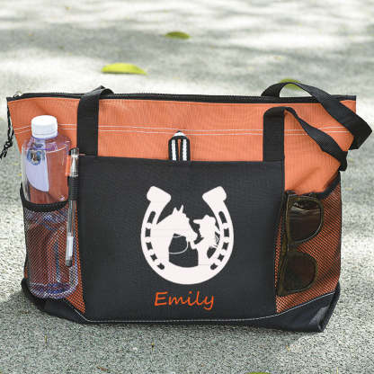 Girl Kissing Horse Tote Bag