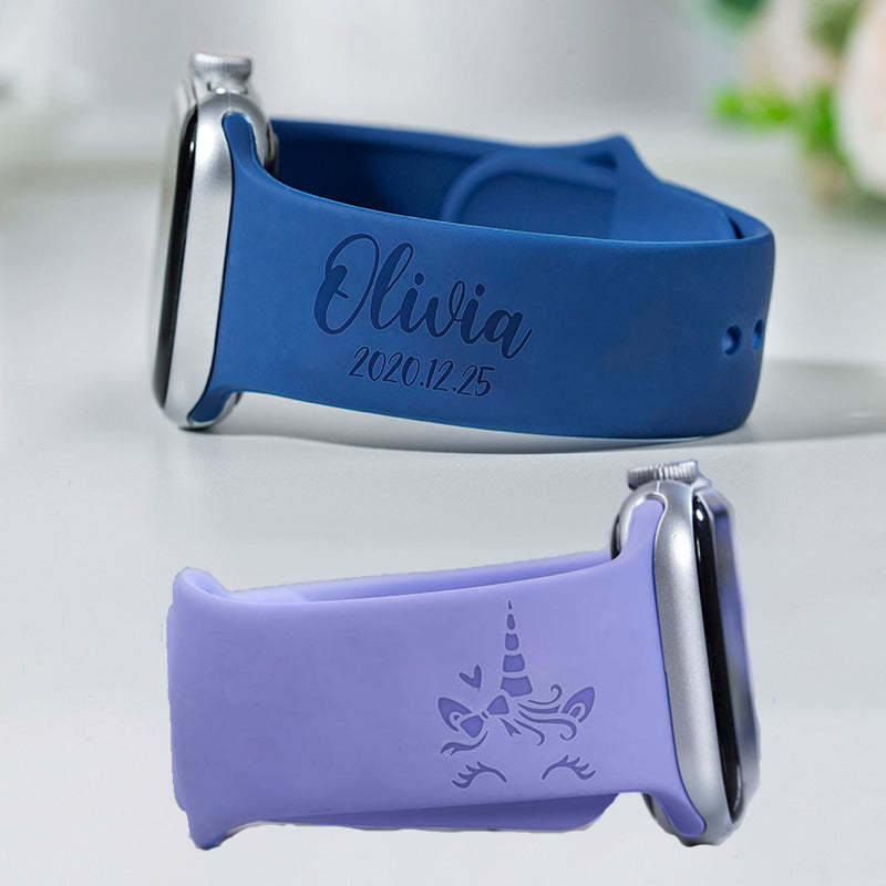 Unicorn girl watch band ,Engraved sport silicone Personalized Watch Band for Apple and Samsung