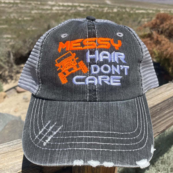 Messy Hair Don't Care Embroidered Cap