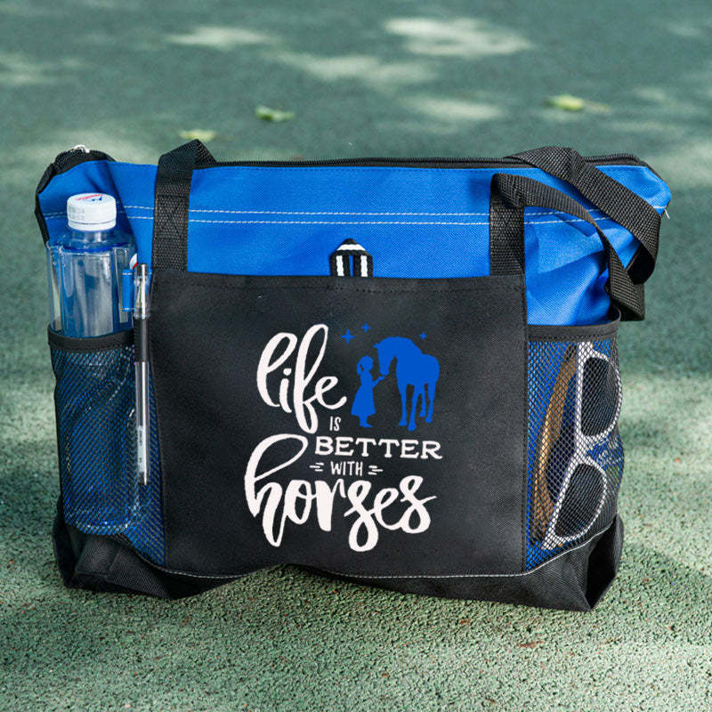 Life Is Better With Horses Tote Bag