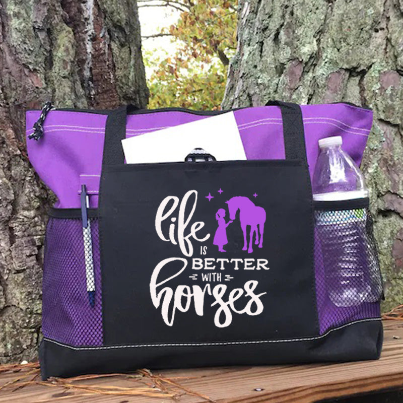 Life Is Better With Horses Tote Bag