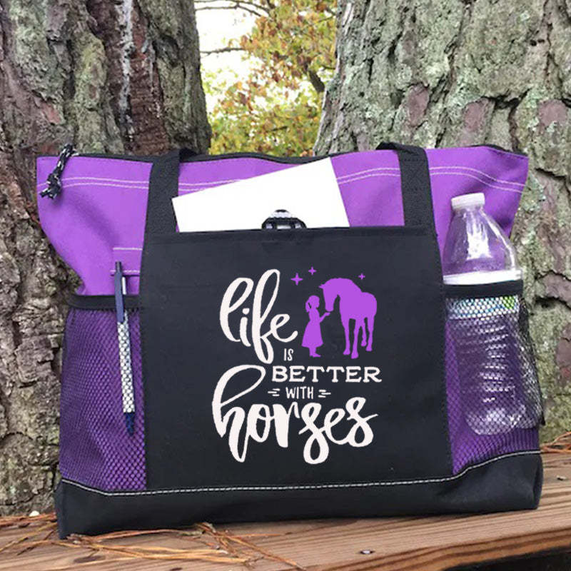 Life Is Better With Horses Tote Bag