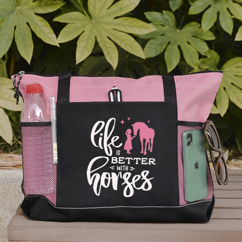 Life Is Better With Horses Tote Bag