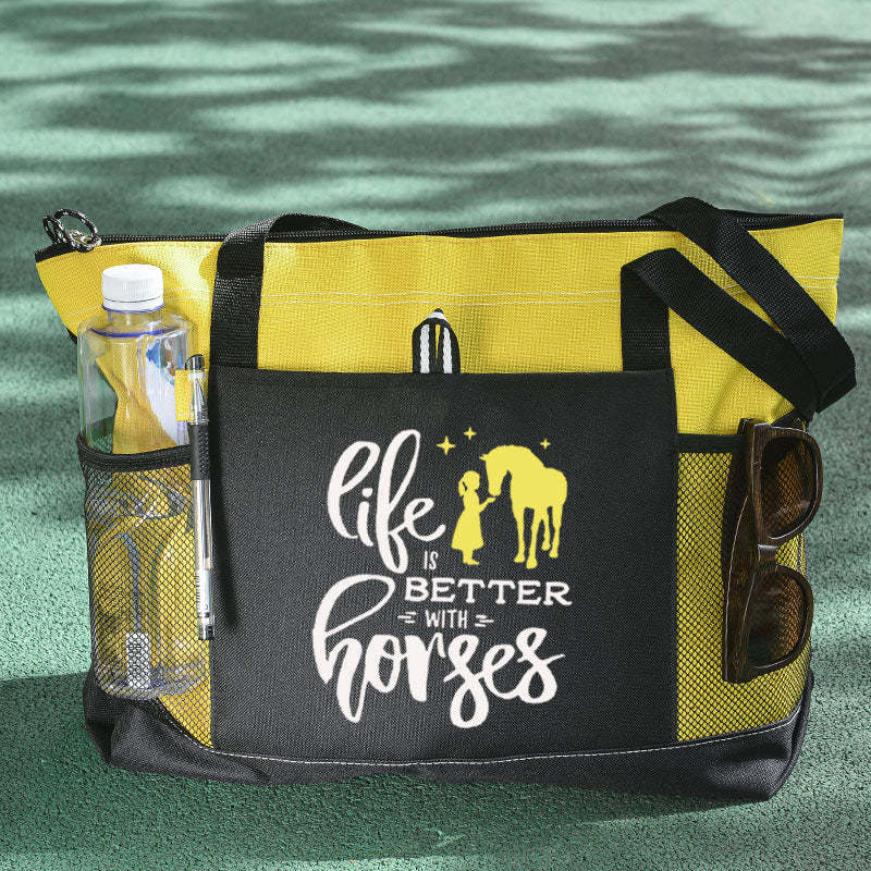 Life Is Better With Horses Tote Bag