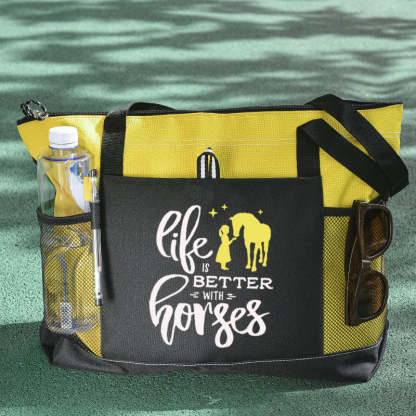 Life Is Better With Horses Tote Bag