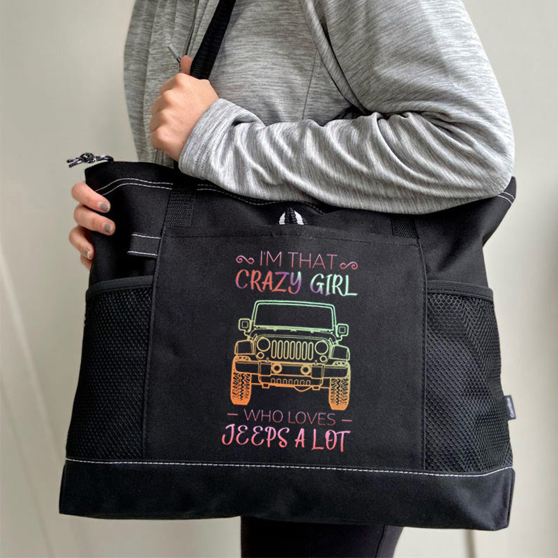Crazy Girl Who Loves Jeeps a Lot Tote Bag