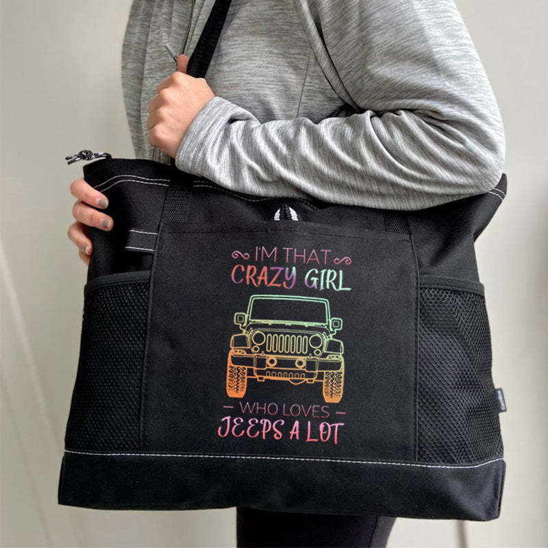 Crazy Girl Who Loves Jeeps a Lot Tote Bag