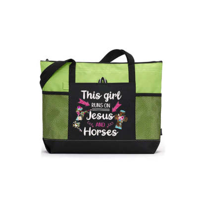 This girl runs on Jesus and horses flower Tote Bag