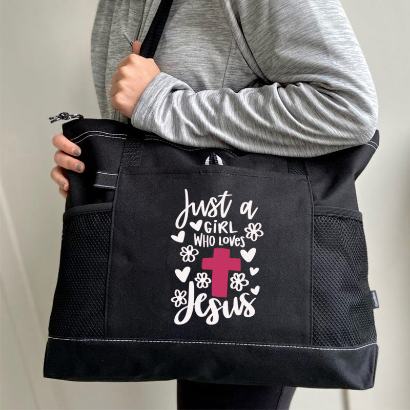 Just a Girl Who Loves Jesus Tote Bag