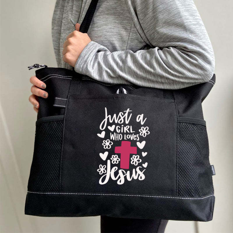 Just a Girl Who Loves Jesus Tote Bag