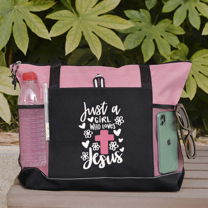 Just a Girl Who Loves Jesus Tote Bag