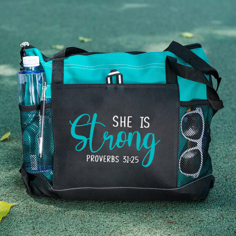 She is Strong Proverbs 31 25 Tote Bag