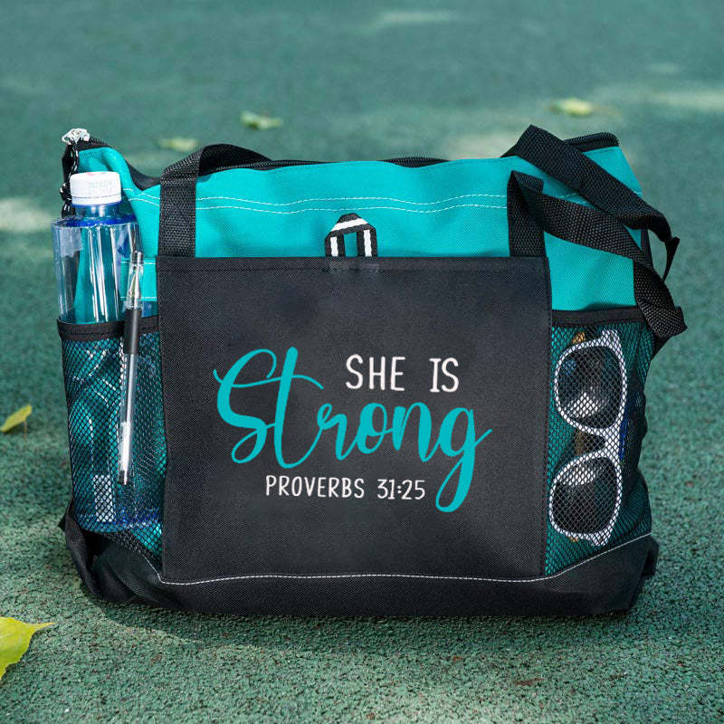 She is Strong Proverbs 31 25 Tote Bag