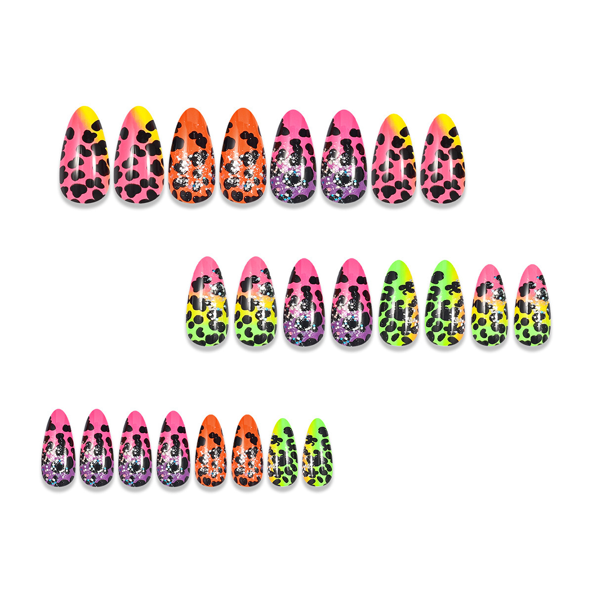 Gradient Leopard Print Nail Tips, Press-On Nails