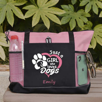 Just a Girl Who Loves Dogs Tote Bag, Personalized Tote Bag