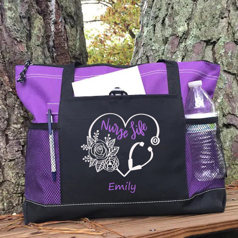 Nurse Life Floral Tote Bag